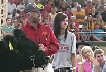President Leath shows a steer
