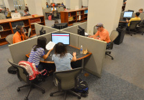 ISU students on computers
