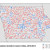 Map of population changes in Iowa 