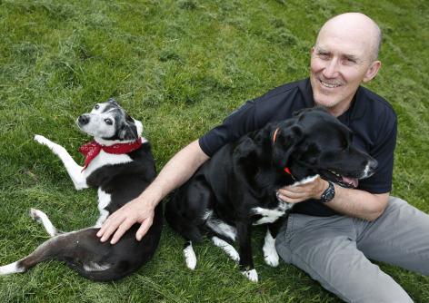 Dave Swenson and his dogs Daisy and Angus
