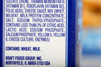 Label of macaroni and cheese containing artificial colors #2
