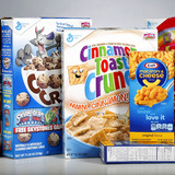 Boxes of cereal and food items with artificial ingredients