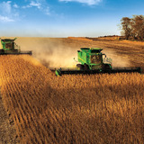 John Deere combines during harvest