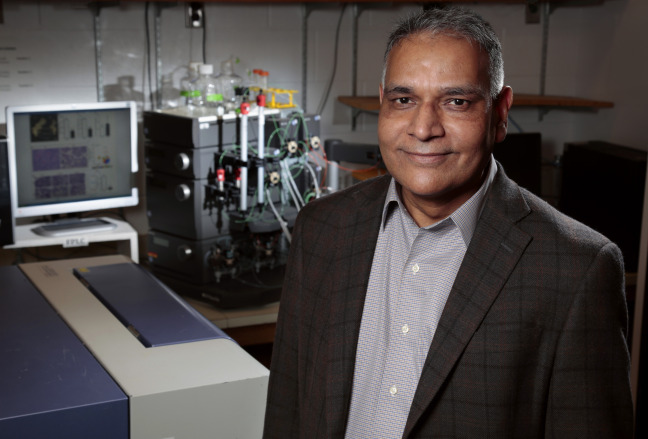 Ravindra Singh in his laboratory at Iowa State University