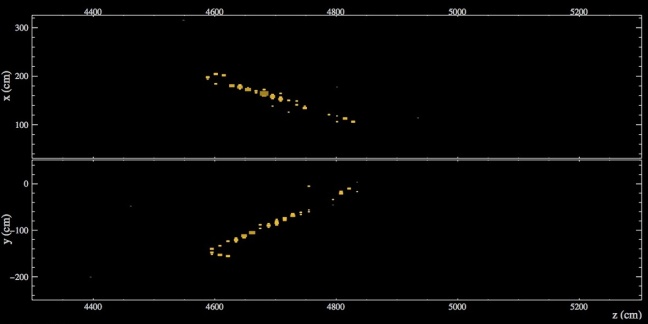 Electron neutrino tracks in the NOvA Experiment's Far Detector.