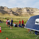 Team PrISUm charging its solar car at Scotts Bluff National Monument in Nebraska.