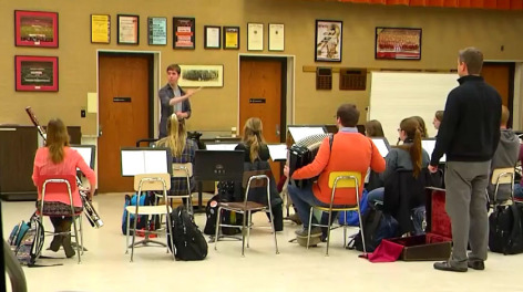Students conducting in Jacob Harrison's class