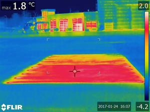 Thermal images of the heated airport pavements.