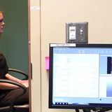 Student participating in eye-tracking study