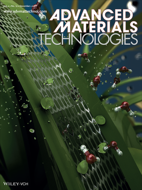 December 2017 cover of the journal Advanced Material Technologies, with an illustration of "plant tattoo sensors."