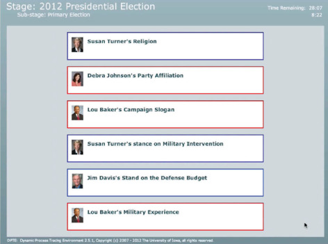 Screen shot of ballot for simulated election