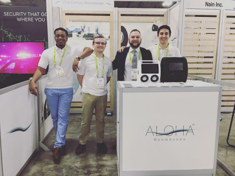 Members of the Aloha Boomboxes team at the Consumer Electronics Show