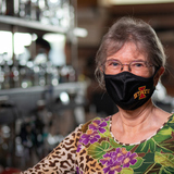 Marit Nilsen-Hamilton wears a face covering in her laboratory at Iowa State