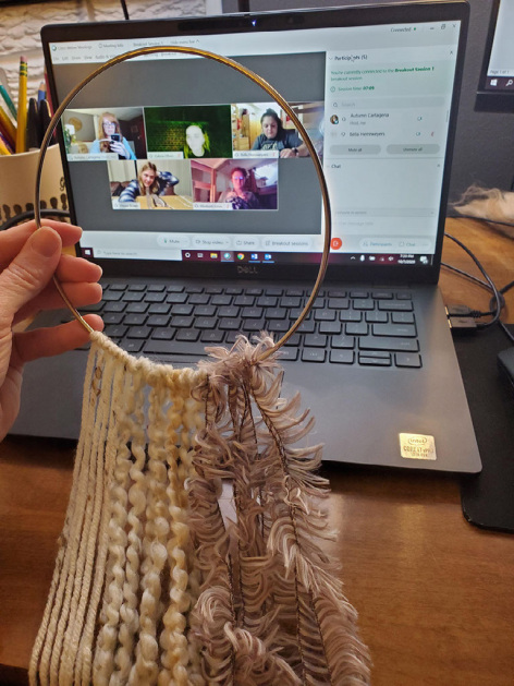 Students in learning community create a macrame craft