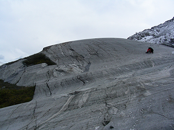 A researcher at Schwarzburg Glacier in the Swiss Alps.