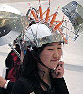 Student with head gadget