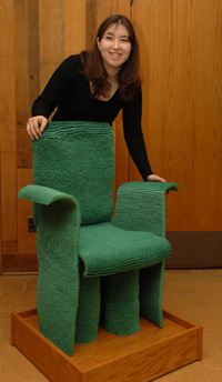 Fumi Ikeshima with origami chair