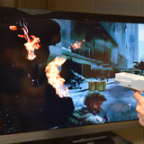 TV screen with image of violent video game