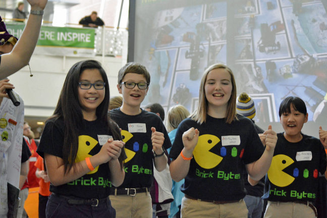 Students cheer on their robot during last year's Iowa FIRST LEGO League State Championship.