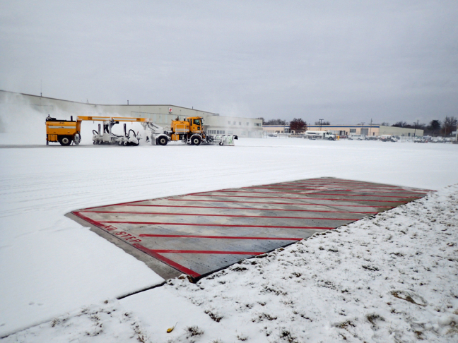 Two slabs of heated pavements at the Des Moines International Airport