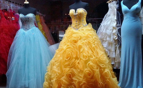 Variety of prom and ball gowns