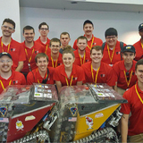A team photo of Cyclone Space Mining at the Kennedy Space Center.