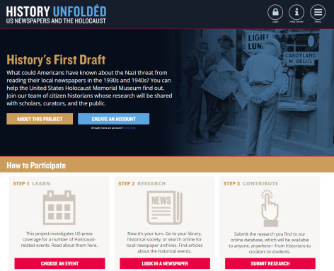 Screen shot of History Unfolded homepage