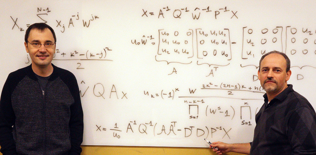 Alex Stoytchev and Vladimir Sukhoy with some of their equations and matrices.
