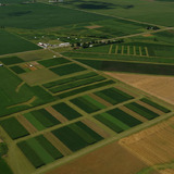 Aerial photo of ISU research farm where various crop rotations are grown