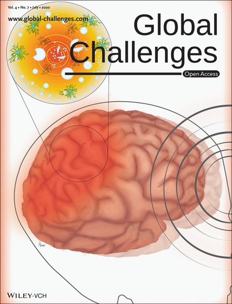 The cover of Global Challenges showing how collapsing microbubbles in the skull can damage brain cells.
