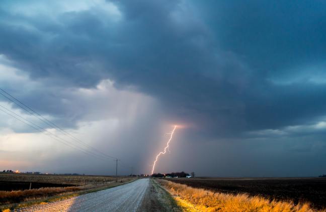 Thunderstorm above a rural landscape