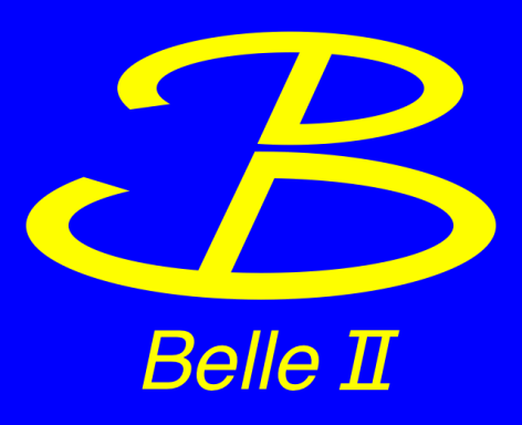 The logo of the Belle II experiment, a stylized two e's for electron/positron on a blue background.