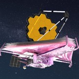 An illustration of the James Webb Space Telescope in orbit.