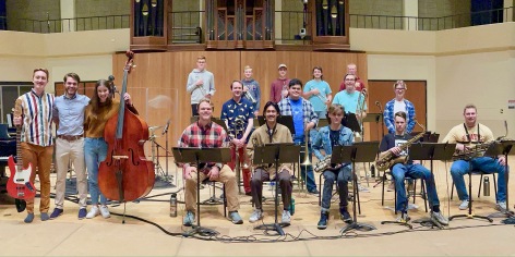 A recording session for the ISU jazzONE ensemble.