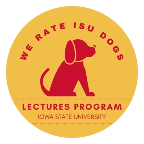 Circular image with an illustratino of a dog in the center. The words "We Rate ISU Dogs" arcs across the top