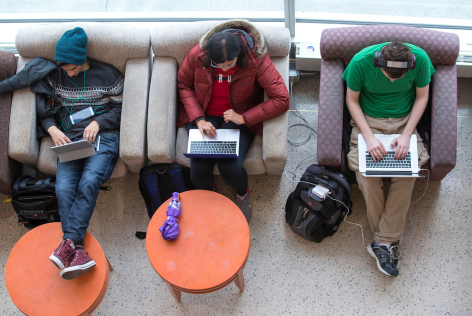 Students study before class at Iowa State University.