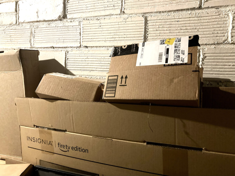 A pile of boxes from online shopping.