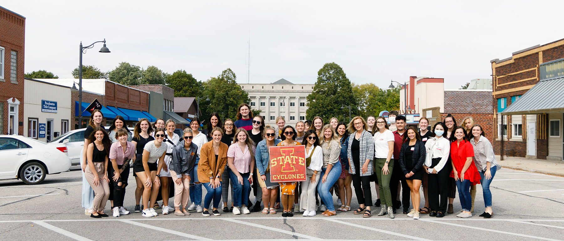 Linda Niehm’s “Entrepreneurship in Human Sciences” class in downtown Pocahontas in the fall of 2021. Photo by Ryan Riley.