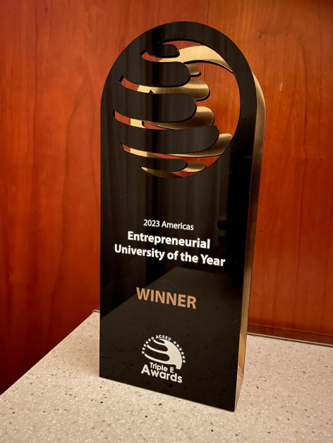 Triple E Entrepreneurial University of the Year trophy