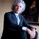Steven Pinker sits in a suit and tie and looks into the camera